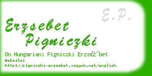 erzsebet pigniczki business card